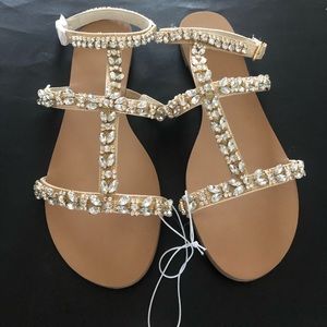 NWT! Crystal Encrusted Strappy Gladiator Sandals
